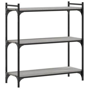 vidaXL Βιβλιοθήκη 3 Επιπέδων Γκρι Sonoma 80x30x86cm Επεξεργ. Ξύλο 1 τεμ.