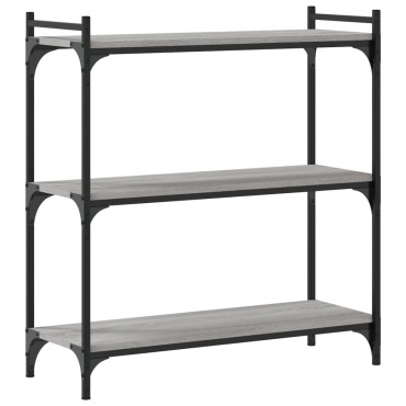 vidaXL Βιβλιοθήκη 3 Επιπέδων Γκρι Sonoma 80x30x86cm Επεξεργ. Ξύλο 1 τεμ.
