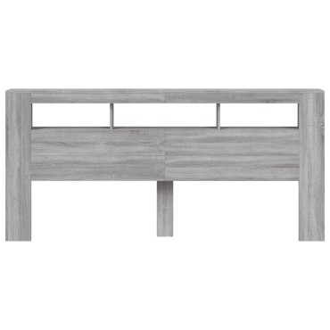 vidaXL Κεφαλάρι Κρεβατιού με LED Γκρι Sonoma 220x18,5x103,5 εκ 1 τεμ.