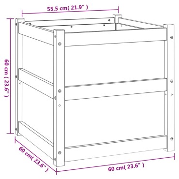 vidaXL Ζαρντινιέρα 60 x 60 x 60 εκ. από Μασίφ Ξύλο Πεύκου