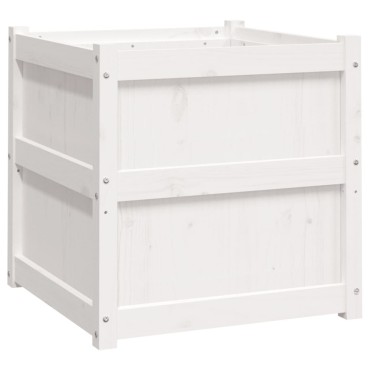 vidaXL Ζαρντινιέρα Λευκή 60 x 60 x 60 εκ. από Μασίφ Ξύλο Πεύκου