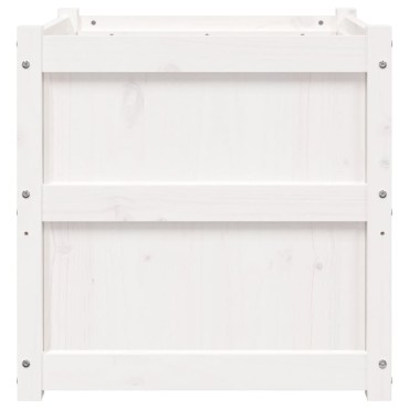 vidaXL Ζαρντινιέρα Λευκή 60 x 60 x 60 εκ. από Μασίφ Ξύλο Πεύκου