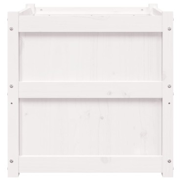 vidaXL Ζαρντινιέρα Λευκή 60 x 60 x 60 εκ. από Μασίφ Ξύλο Πεύκου