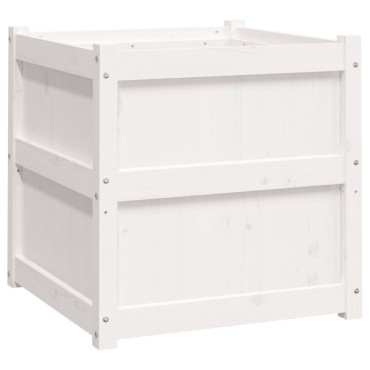 vidaXL Ζαρντινιέρα Λευκή 60 x 60 x 60 εκ. από Μασίφ Ξύλο Πεύκου