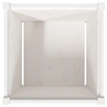 vidaXL Ζαρντινιέρα Λευκή 60 x 60 x 60 εκ. από Μασίφ Ξύλο Πεύκου