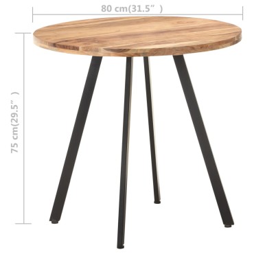 vidaXL Τραπεζαρία από Μασίφ Ξύλο Ακακίας 80x75cm 1 τεμ.