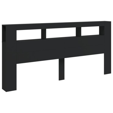 vidaXL Κεφαλάρι Κρεβατιού με LED Μαύρο 220x18,5x103,5cm Επεξεργ. Ξύλο 1 τεμ.