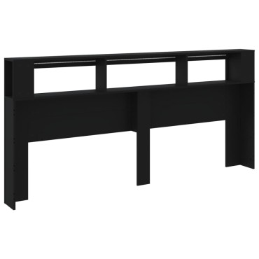 vidaXL Κεφαλάρι Κρεβατιού με LED Μαύρο 220x18,5x103,5cm Επεξεργ. Ξύλο 1 τεμ.