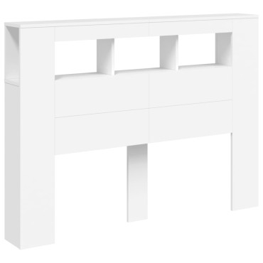 vidaXL Κεφαλάρι Κρεβατιού με LED Λευκό 140x18,5x103,5cm Επεξεργ. Ξύλο 1 τεμ.