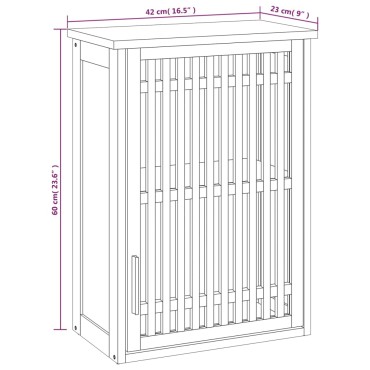 vidaXL Ντουλάπι Μπάνιου Επιτοίχιο 42x23x60cm από Μασίφ Ξύλο Καρυδιάς 1 τεμ.