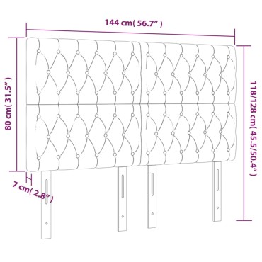 vidaXL Κεφαλάρι Κρεβατιού LED Κρεμ 144x7x118/128cm Υφασμάτινο 1 τεμ.
