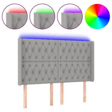 vidaXL Κεφαλάρι Κρεβατιού LED Ανοιχτό Γκρι 147x16x118/128cm 1 τεμ.