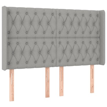 vidaXL Κρεβάτι Boxspring με Στρώμα & LED Αν.Γκρι 140x200εκ. Υφασμάτινο
