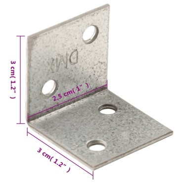 vidaXL Στηρίγματα Γωνιακά 150 Τεμ. 2 χιλ. 30x25x30χιλ από Γαλβ. Χάλυβα