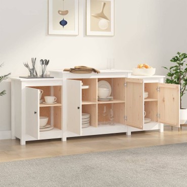 vidaXL Μπουφές Λευκός 164x37x68cm από Μασίφ Ξύλο Πεύκου 1 τεμ.