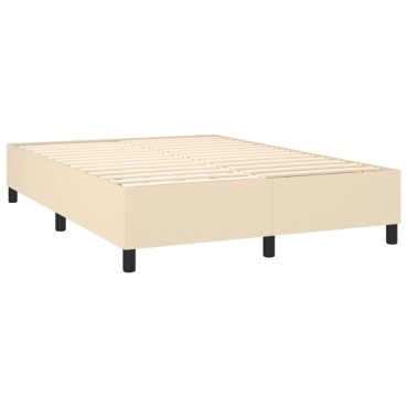 vidaXL Κρεβάτι Boxspring με Στρώμα & LED Κρεμ 140x190cm Υφασμάτινο 1 τεμ. - Μονό