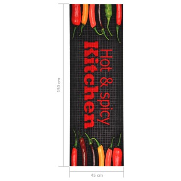 vidaXL Πατάκι Κουζίνας Σχέδιο Hot&Spicy Πλενόμενο 45 x 150 εκ.