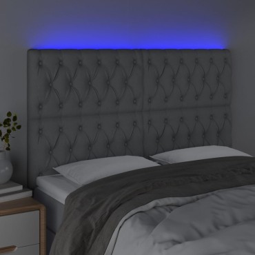 vidaXL Κεφαλάρι Κρεβατιού LED Ανοιχτό Γκρι 144x7x118/128cm Υφασμάτινο 1 τεμ.
