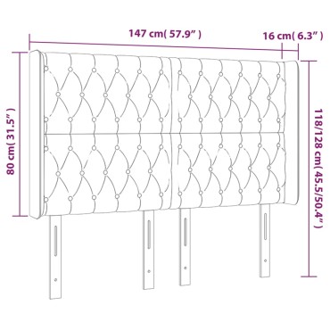 vidaXL Κεφαλάρι Κρεβατιού LED Κρεμ 147x16x118/128cm Υφασμάτινο 1 τεμ.