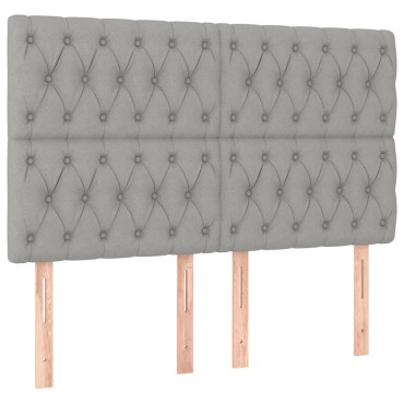 vidaXL Κρεβάτι Boxspring με Στρώμα & LED Αν.Γκρι 140x190εκ. Υφασμάτινο