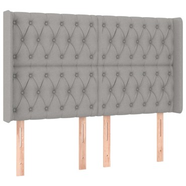 vidaXL Κρεβάτι Boxspring με Στρώμα & LED Αν.Γκρι 140x190εκ. Υφασμάτινο