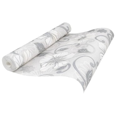vidaXL Ταπετσαρία 3D Φλοράλ Γκρι 10x0,53μ Non-woven