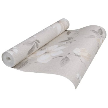 vidaXL Ταπετσαρία 3D Φλοράλ Γκρι 10x0,53μ Non-woven