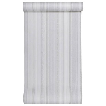 vidaXL Ταπετσαρία 3D Ριγέ Γκρι 10x0,53 μ. Non-woven