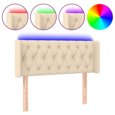 vidaXL Κεφαλάρι Κρεβατιού LED Κρεμ 93x16x78/88cm Υφασμάτινο 1 τεμ.