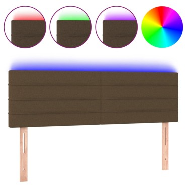 vidaXL Κεφαλάρι Κρεβατιού LED Σκούρο Καφέ 144x5x78/88cm Υφασμάτινο 1 τεμ.