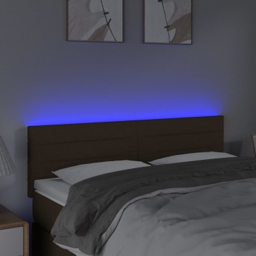 vidaXL Κεφαλάρι Κρεβατιού LED Σκούρο Καφέ 144x5x78/88cm Υφασμάτινο 1 τεμ.