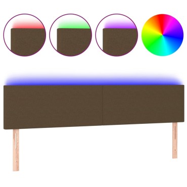 vidaXL Κεφαλάρι Κρεβατιού LED Σκούρο Καφέ 180x5x78/88cm Υφασμάτινο 1 τεμ.