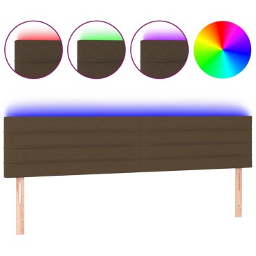 vidaXL Κεφαλάρι Κρεβατιού LED Σκούρο Καφέ 160x5x78/88cm Υφασμάτινο 1 τεμ.