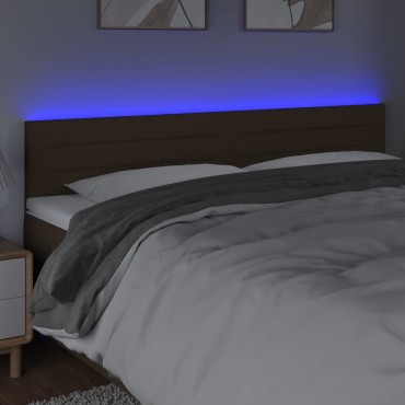 vidaXL Κεφαλάρι Κρεβατιού LED Σκούρο Καφέ 160x5x78/88cm Υφασμάτινο 1 τεμ.