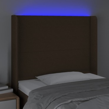 vidaXL Κεφαλάρι Κρεβατιού LED Σκούρο Καφέ 93x16x118/128cmΥφασμάτινο 1 τεμ.