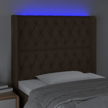 vidaXL Κεφαλάρι Κρεβατιού LED Σκούρο Καφέ 93x16x118/128cmΥφασμάτινο 1 τεμ.