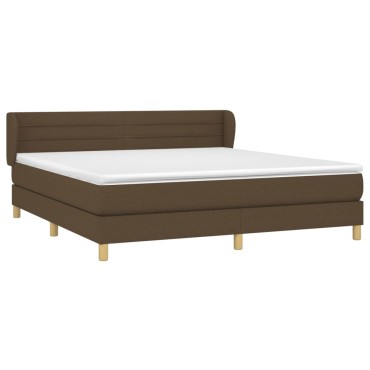 vidaXL Κρεβάτι Boxspring με Στρώμα Σκούρο Καφέ 160x200 εκ Υφασμάτινο