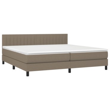 vidaXL Κρεβάτι Boxspring με Στρώμα & LED Taupe 200x200 εκ. Υφασμάτινο