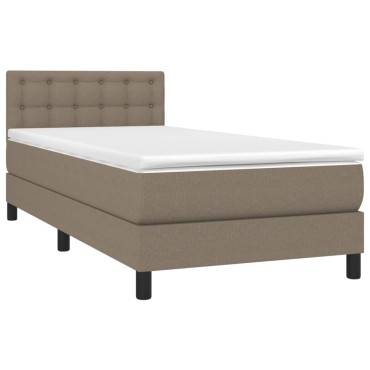 vidaXL Κρεβάτι Boxspring με Στρώμα & LED Taupe 100x200 εκ. Υφασμάτινο