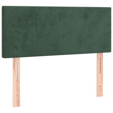 vidaXL Κρεβάτι Boxspring με Στρώμα Σκούρο Πράσινο 90x190 εκ. Βελούδινο