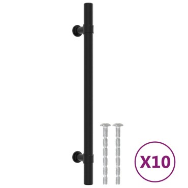 vidaXL Λαβές Ντουλαπιών 10 τεμ. Μαύρες 160 χιλ. από Ανοξείδωτο Ατσάλι