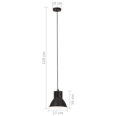 vidaXL Φωτιστικό Κρεμαστό Στρογγυλό 25 W Μαύρο 17 εκ. Ε27