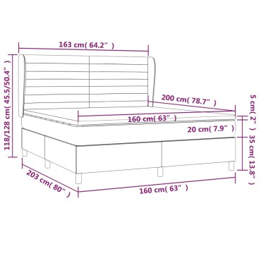 vidaXL Κρεβάτι Boxspring με Στρώμα Σκούρο Καφέ 160x200 εκ Υφασμάτινο