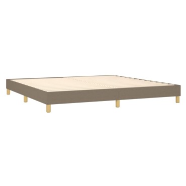 vidaXL Κρεβάτι Boxspring με Στρώμα & LED Taupe 200x200 εκ. Υφασμάτινο