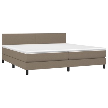 vidaXL Κρεβάτι Boxspring με Στρώμα & LED Taupe 200x200 εκ. Υφασμάτινο