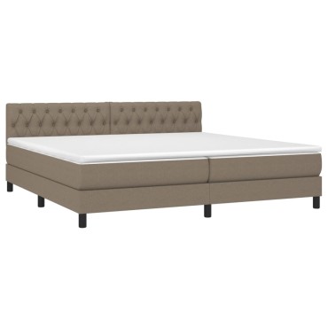 vidaXL Κρεβάτι Boxspring με Στρώμα & LED Taupe 200x200 εκ. Υφασμάτινο