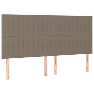vidaXL Κρεβάτι Boxspring με Στρώμα & LED Taupe 200x200 εκ. Υφασμάτινο