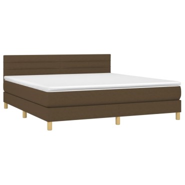 vidaXL Κρεβάτι Boxspring με Στρώμα Σκούρο Καφέ 160x200 εκ Υφασμάτινο