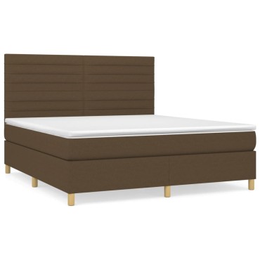 vidaXL Κρεβάτι Boxspring με Στρώμα Σκούρο Καφέ 160x200 εκ Υφασμάτινο