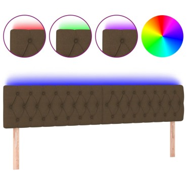 vidaXL Κεφαλάρι Κρεβατιού LED Σκούρο Καφέ 180x7x78/88cm Υφασμάτινο 1 τεμ.